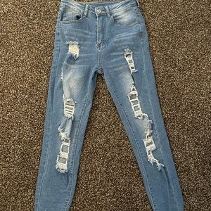 Shein skinny jeans. Destroyed Light blue wash. Size xs/2